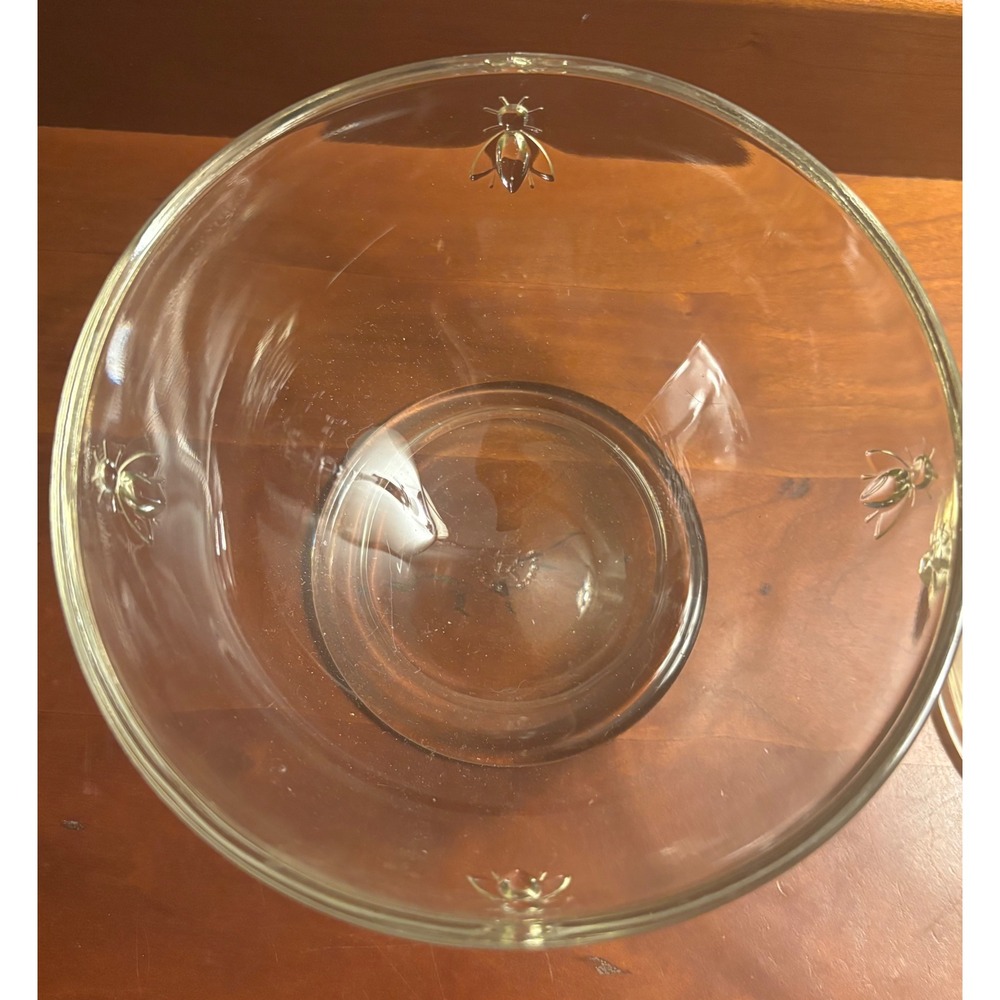 La Rochere Napoleon Bee Glass Footed Dessert Bowls Set of 2 Clear Made in France - Picture 3 of 6